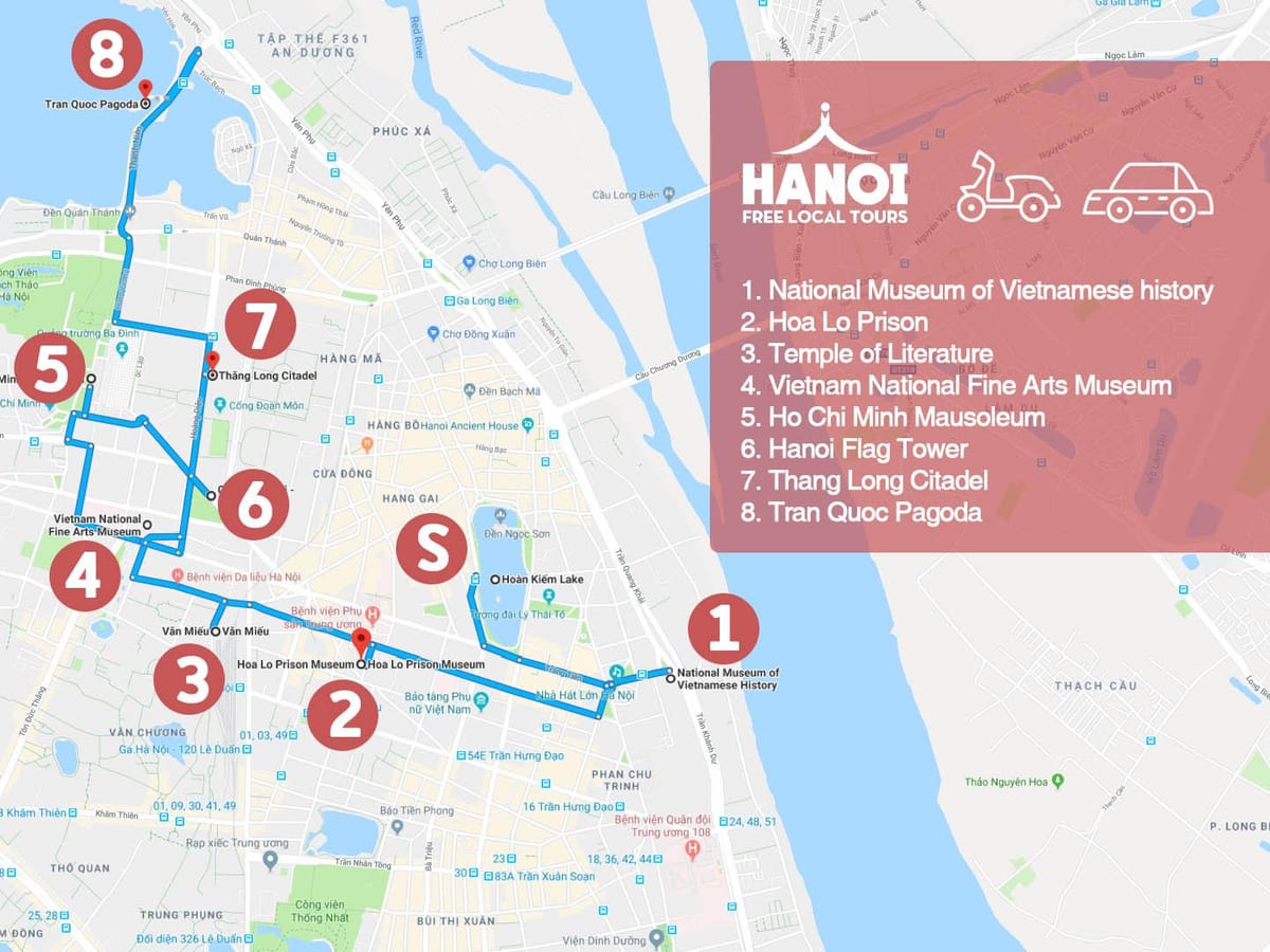 hanoi francia negyed gyalogos túra térkép