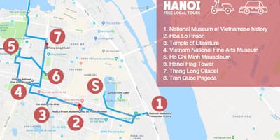 Hanoi francia negyed gyalogos túra térkép